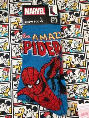 Marvel Spider-Man Blue and Red Crew Socks New Adult